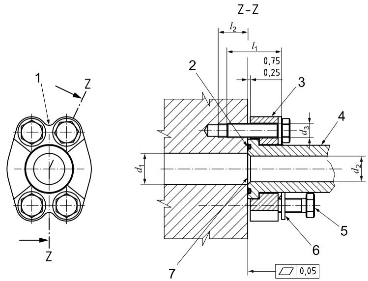 Chart of SAE Flange Clamps ISO 6162-2 code 62