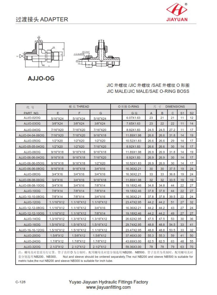 Chạy Tee JIC Male SAE ORB Connector
