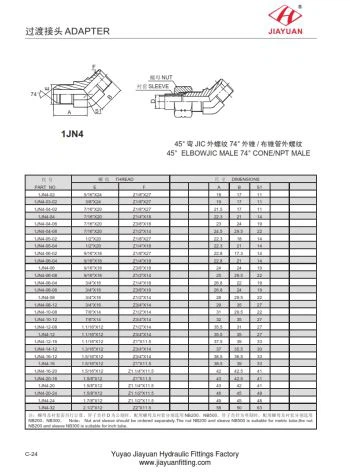 Khuỷu tay JIC Nam NPT 45