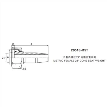 METRIC NỮ 24 ỐNG HÌNH NÓN Phù hợp-20518-R5T